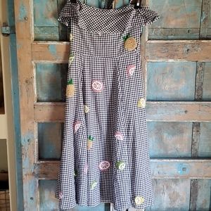 Gingham and fruit cotton dress